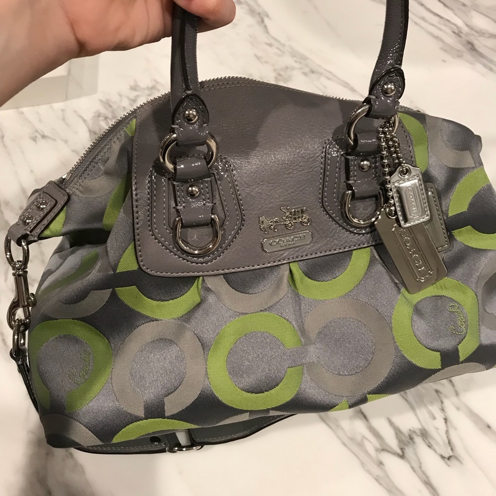 Coach lime green and grey bag